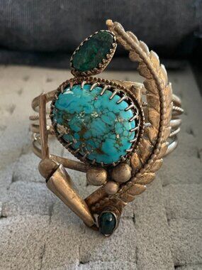 Vintage Sterling Silver Handmade Bracelet Cuff Bob Stringer OOAK Turquoise $550
